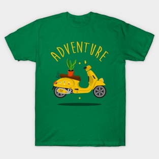 A yellow retro scooter T-Shirt